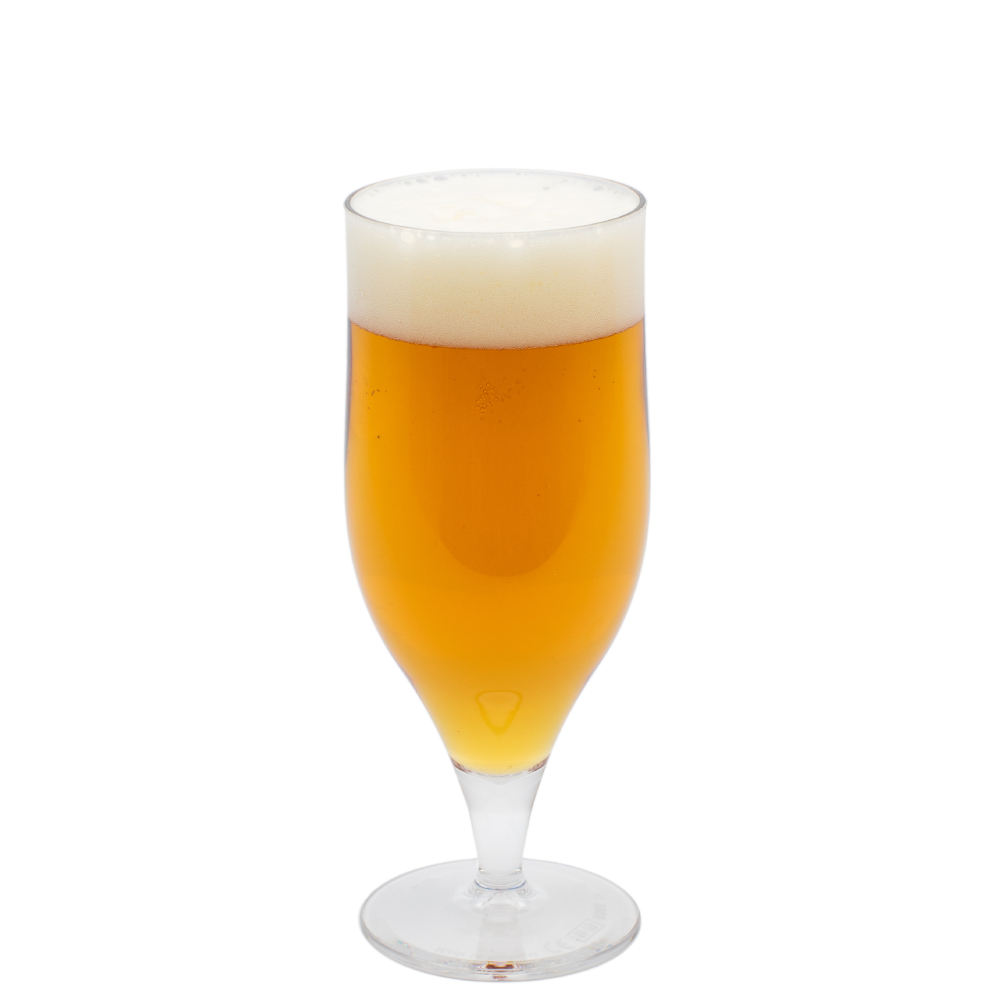 Bierglas op voet van 33 cl. van transparant Kunststof en mogelijk om te bedrukken of te graveren, kleur mix
