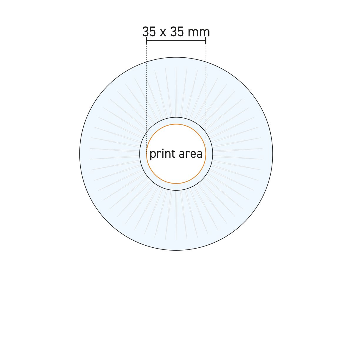 Gedetailleerde werktekening van Barshine koffieschotel 14 cm in glas met drukgebiedmarkering.