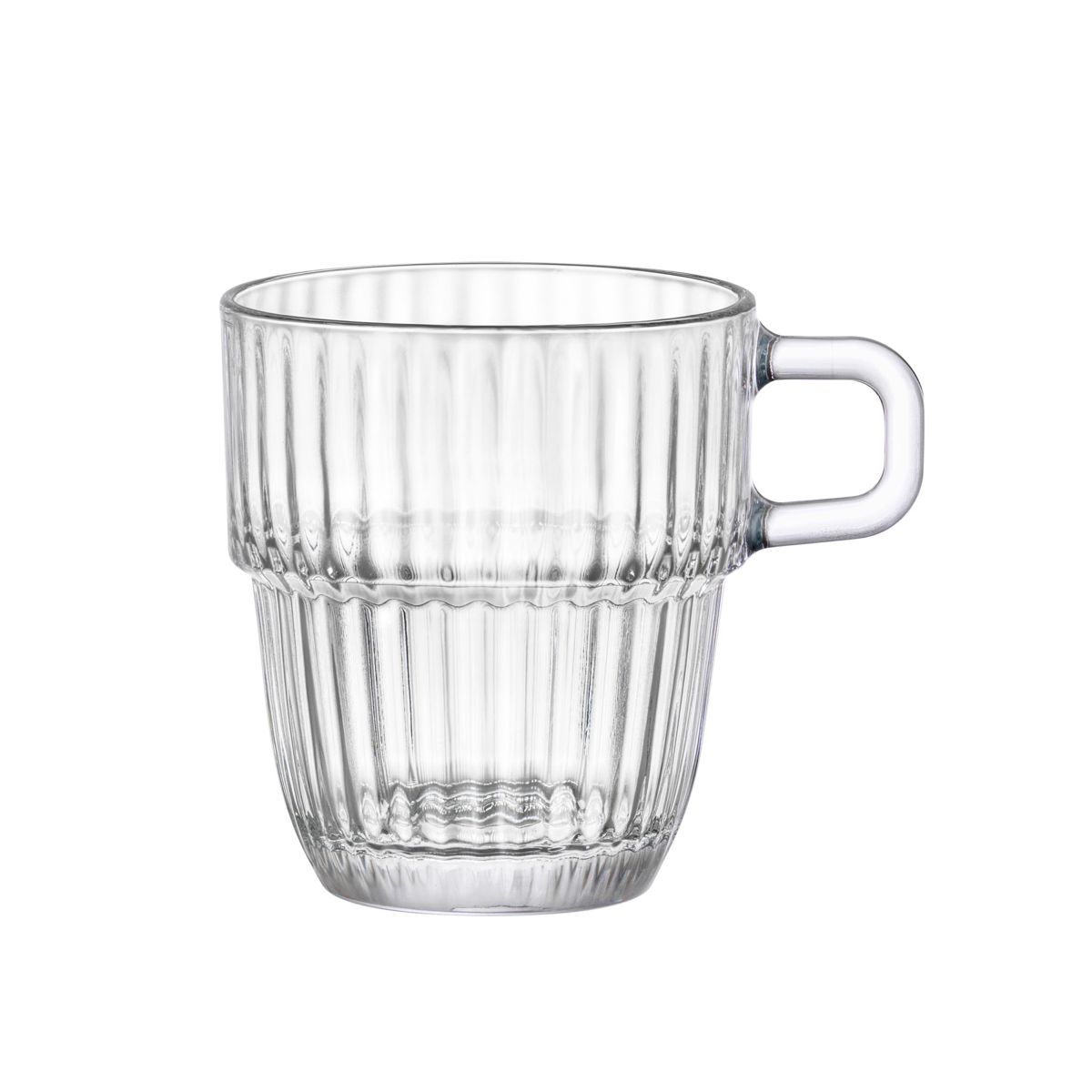 Vooraanzicht van het Barshine Koffieglas 18,5 cl. glas met rechte vorm en transparant oppervlak.