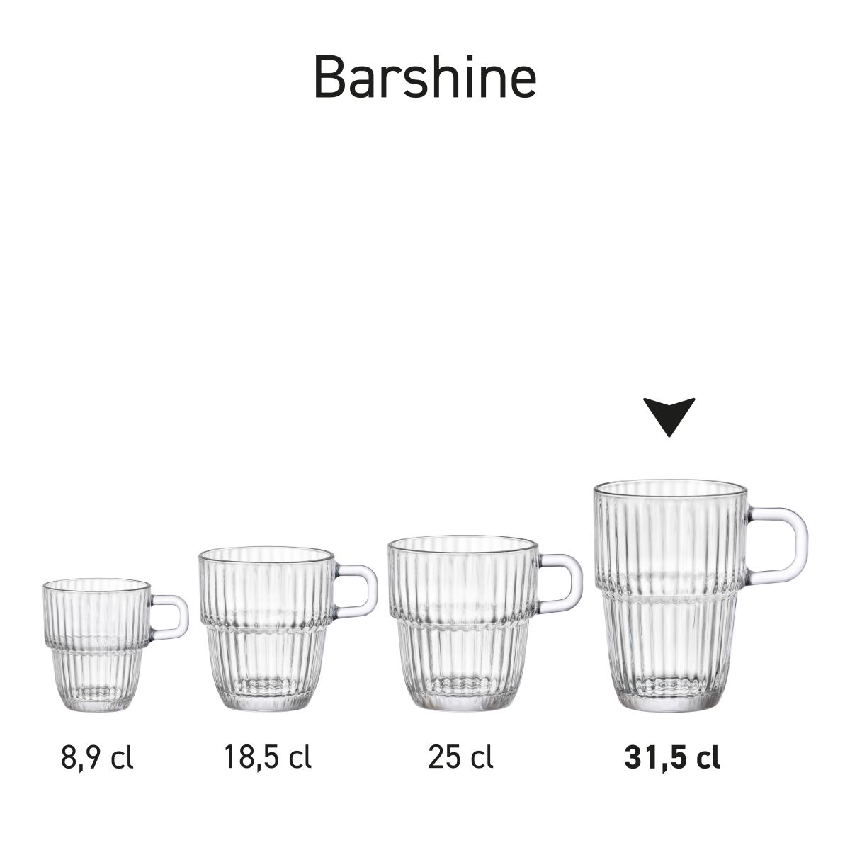 Serieoverzicht van Barshine glazen, meerdere modellen in beeld gebracht.