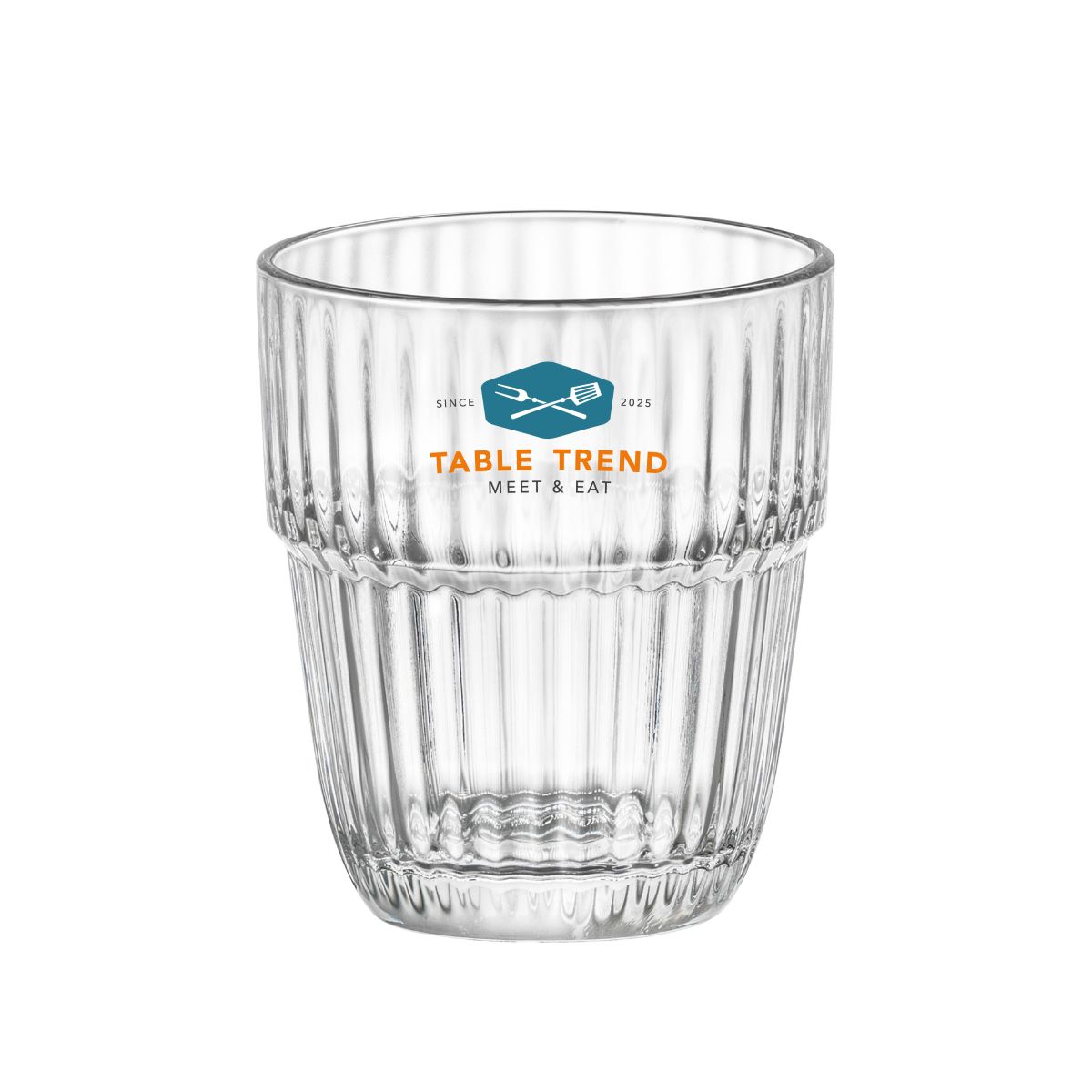 Barshine Tumbler glas 21 cl met meerkleurig TableTrend-logo op de voorzijde.
