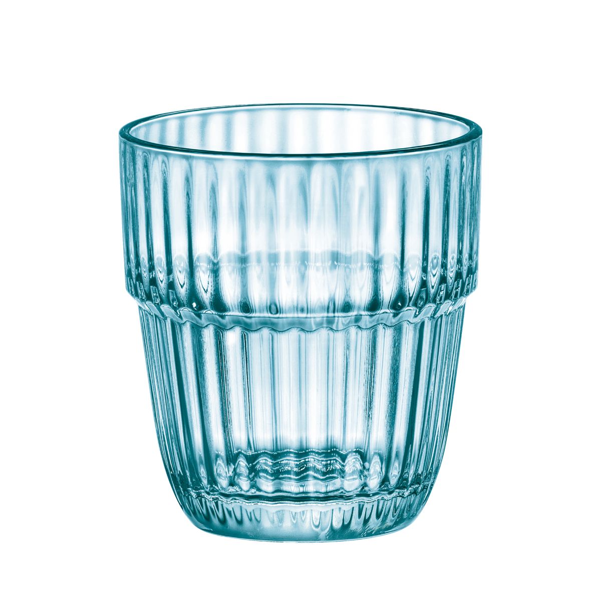 Barshine Tumbler glas van 31 cl. in helder blauw glas, recht vooraanzicht met symmetrisch en glad ontwerp.
