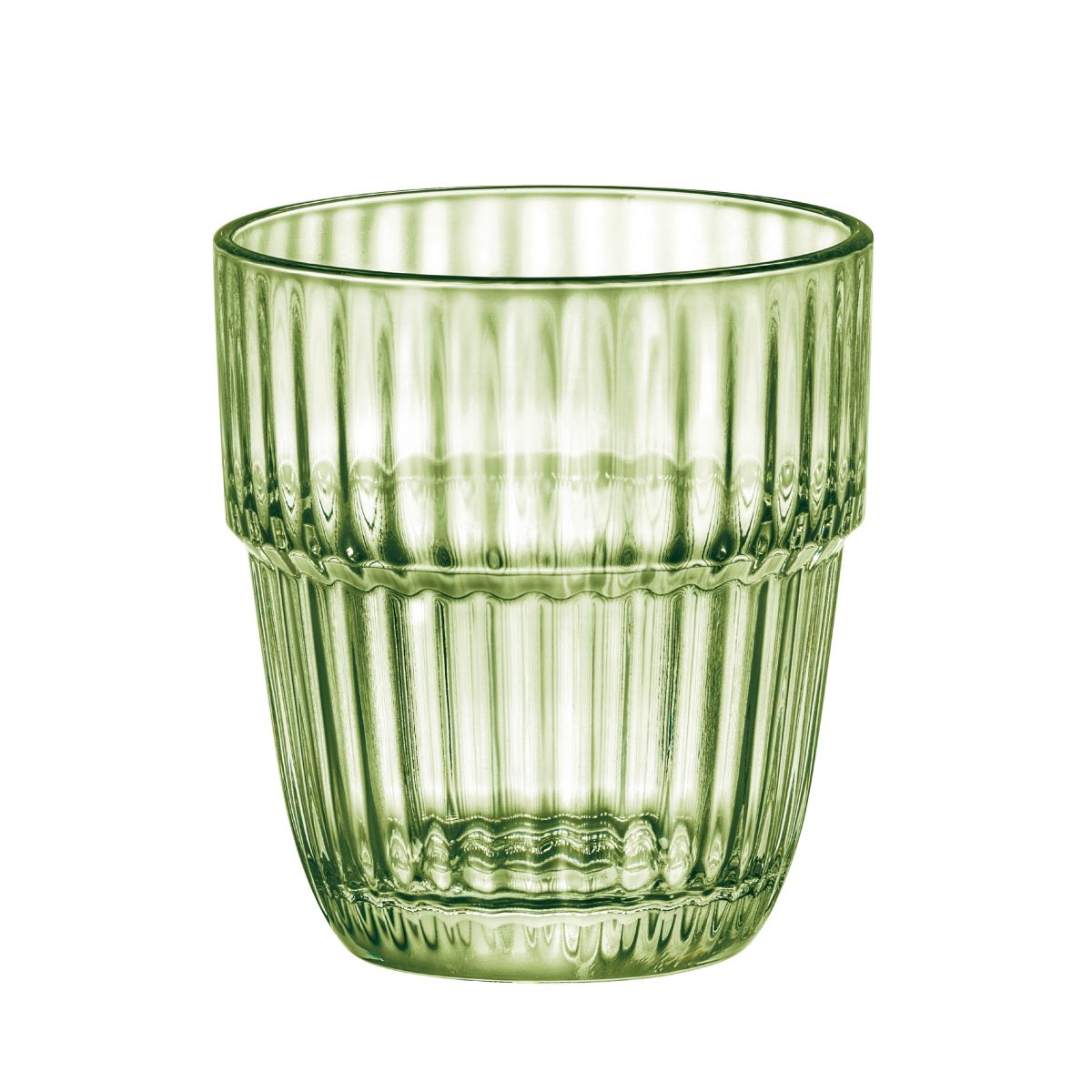 Barshine Tumbler glas van 31 cl. in helder groen glas, recht vooraanzicht met symmetrisch en glad ontwerp.
