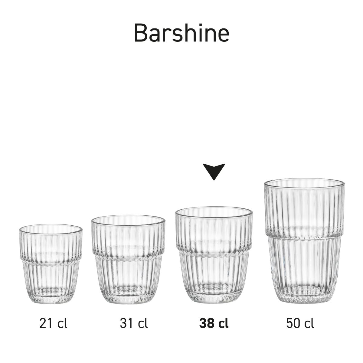 Barshine tumbler 38 cl in serie, meerdere exemplaren naast elkaar getoond