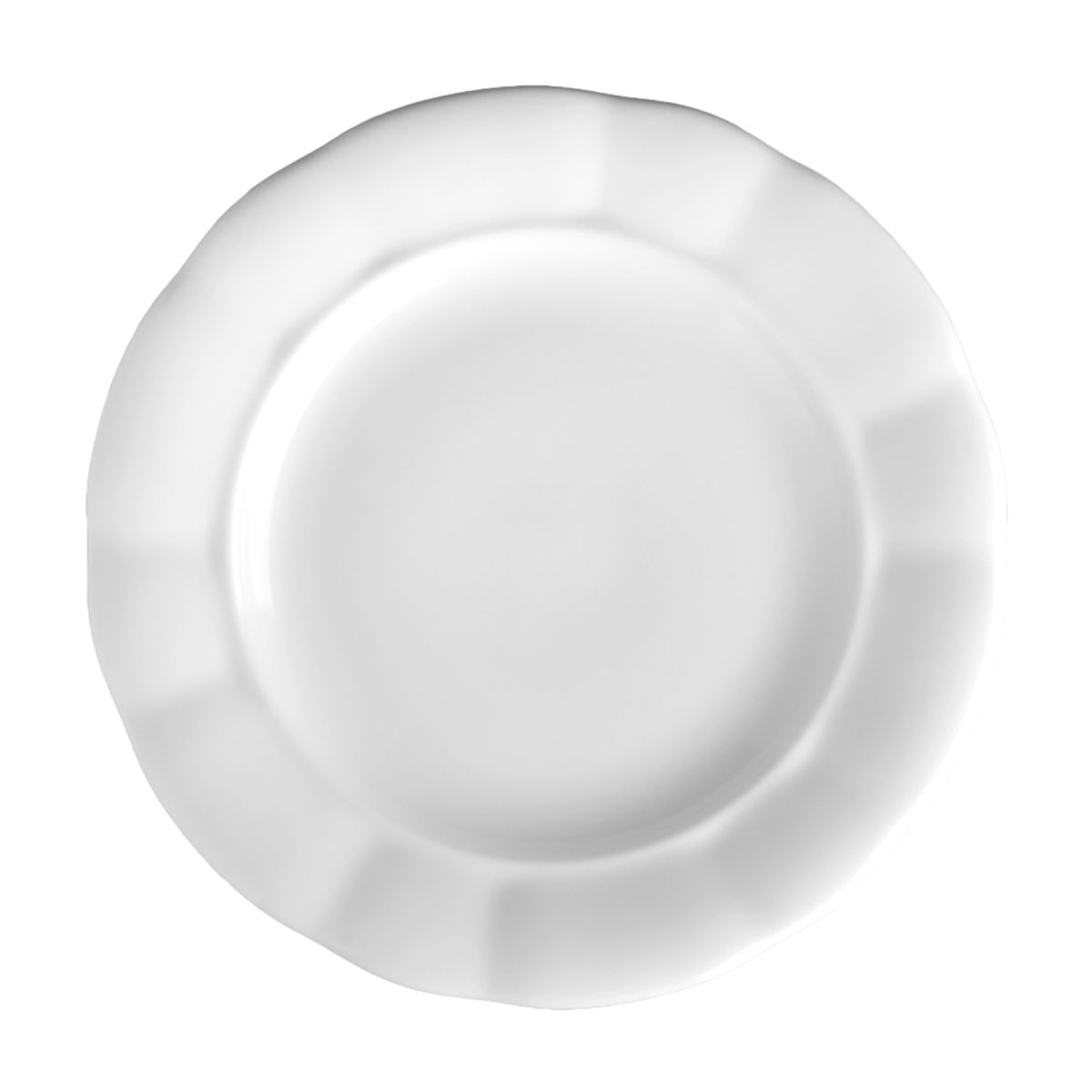 Vooraanzicht van bord Bernice 24 cm in wit porselein met ronde vorm en glad oppervlak.
