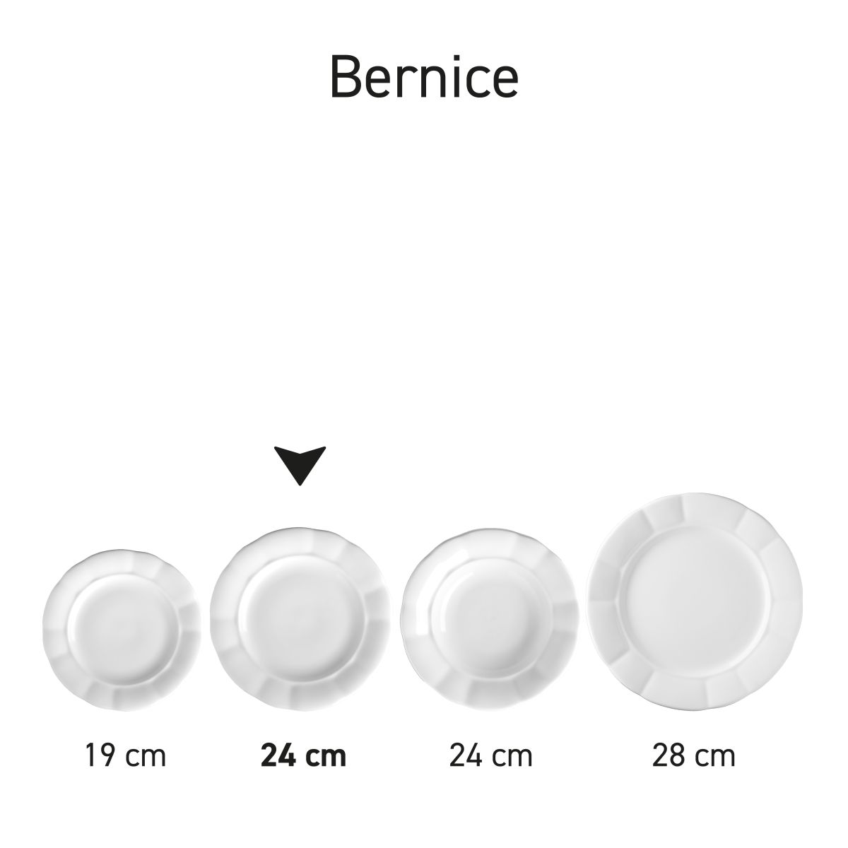 Serie van borden Bernice in porselein overzichtelijk naast elkaar geplaatst., foto 2