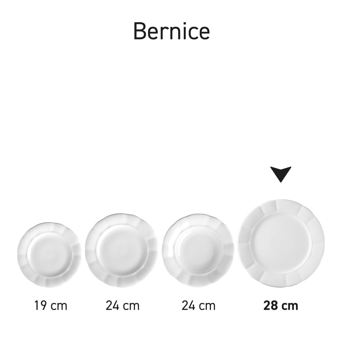 Serie van borden Bernice in porselein overzichtelijk naast elkaar geplaatst., foto 3
