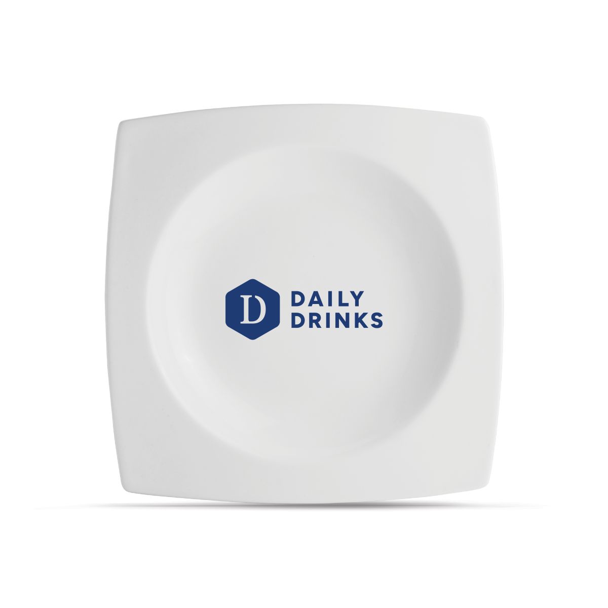 Vierkant diep porseleinen Squito bord 27 cm bedrukt met 1-kleur logo DailyDrinks op de voorzijde.
