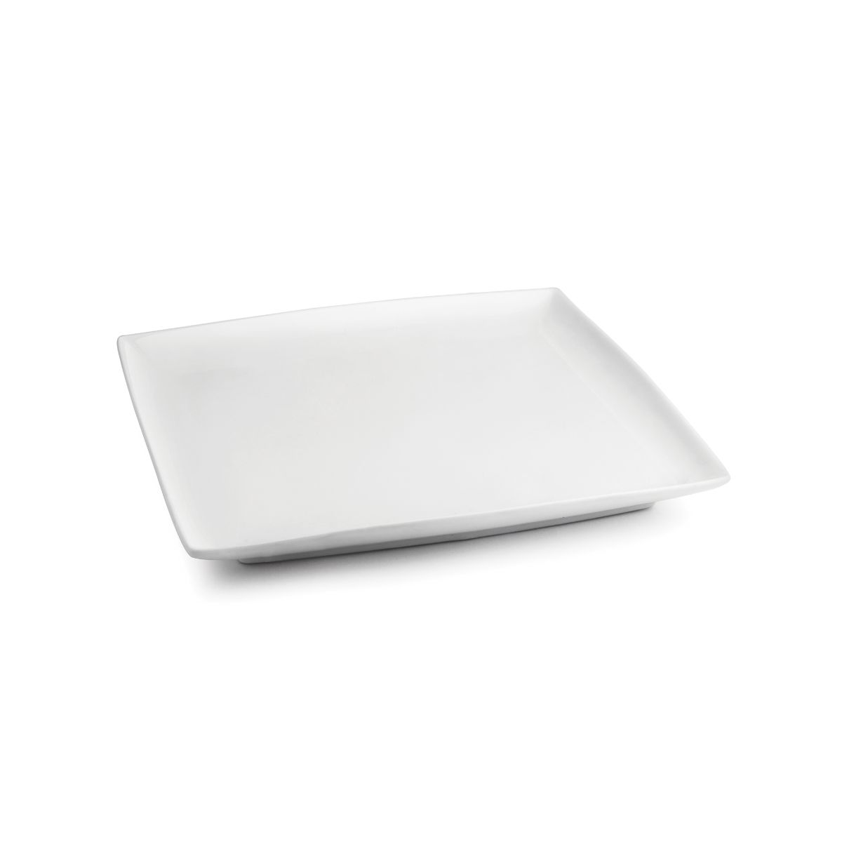 Vierkant Squito bord van 23 cm in wit porselein, vooraanzicht met ruim en vlak serveeroppervlak.