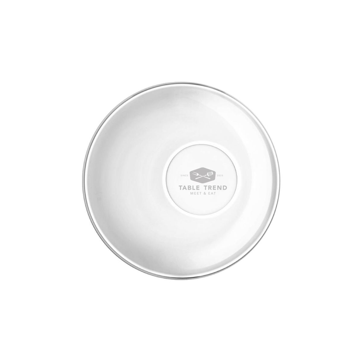 Transparante Easy Bar espresso schotel 14 cm met gegraveerd TableTrend-logo op de bovenzijde.