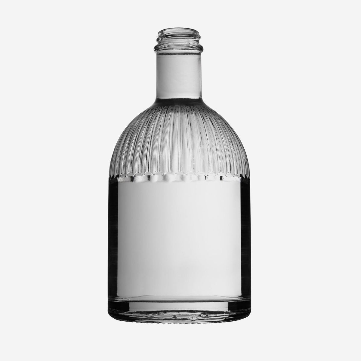 Fles Florence 0,7 liter van helder glas, weergegeven in vooraanzicht met nadruk op vorm en inhoud.
