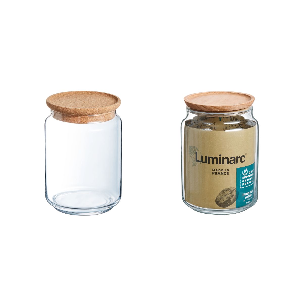 Overzicht van glazen potten van 2 liter met verschillende deksels, transparant voorraadglas in assortiment.