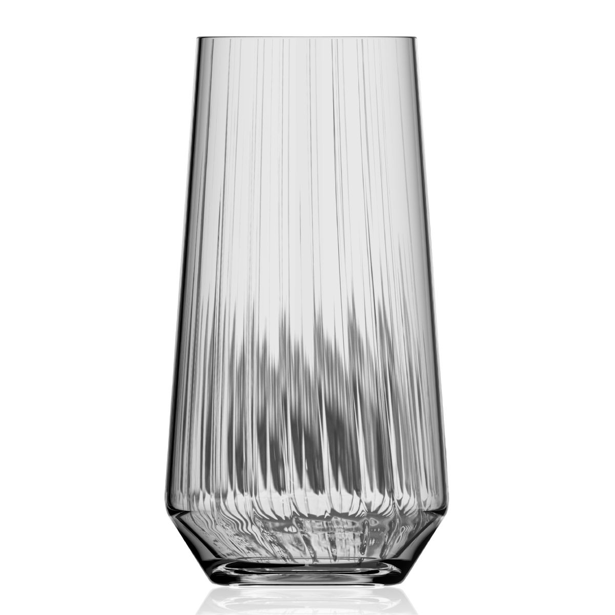 Cilindrisch glas van 45 cl. met structuurlijnen, Melody lines tumbler in helder glas vanaf de voorkant.