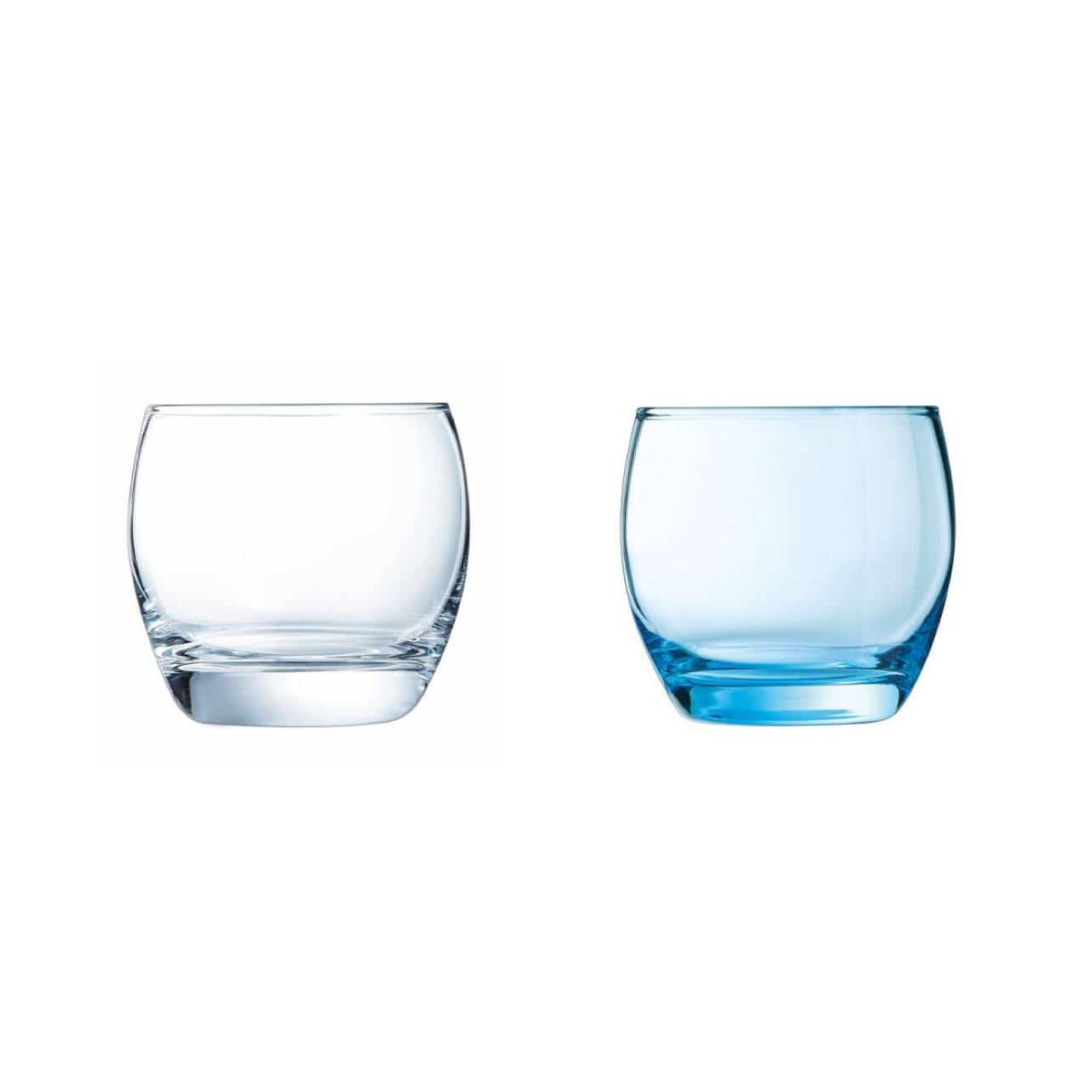 Overzicht van Salto Tumbler 32 cl glas kleurvarianten met verschillende glasafwerkingen.