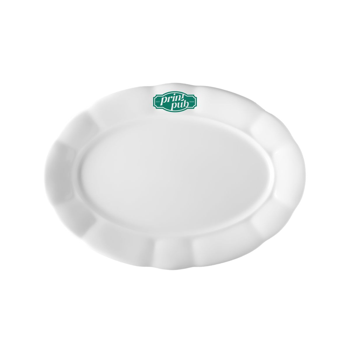 Schaal Bernice 26 cm van porselein met PrintPub-logo in één kleur op voorzijde.