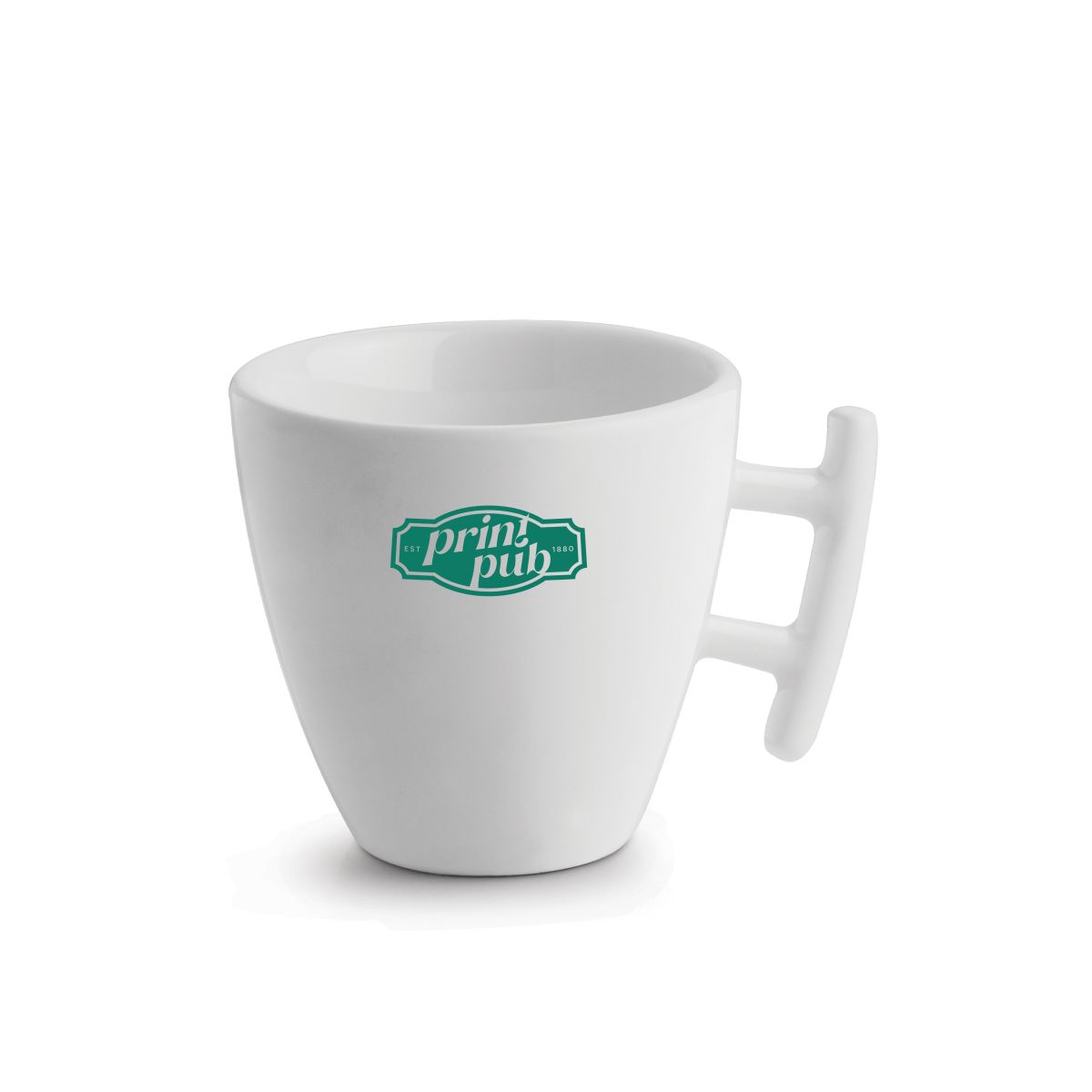 Witte Squito kop17 cl.  van porselein met PrintPub logo in één kleur op het vooraanzicht.
