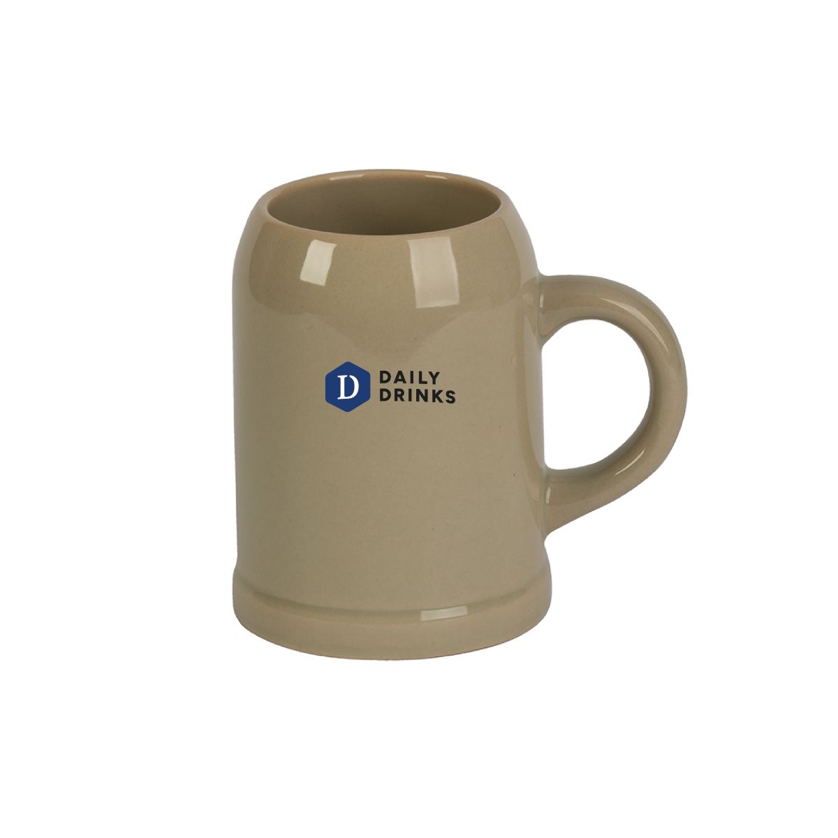 Aardewerk stenen bierpul 30 cl met meerkleurig DailyDrinks logo op voorzijde, stevige bierpul voor bier.