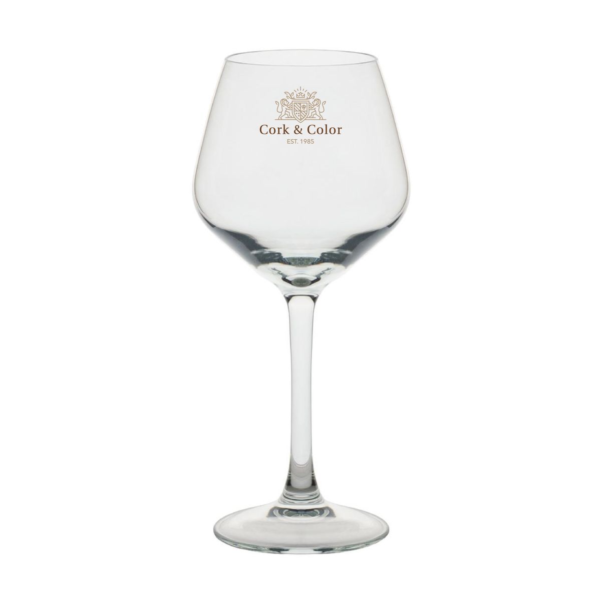 Arome wijnglas 35 cl met meerkleurig CorkColor-logo op de voorzijde van het glas.