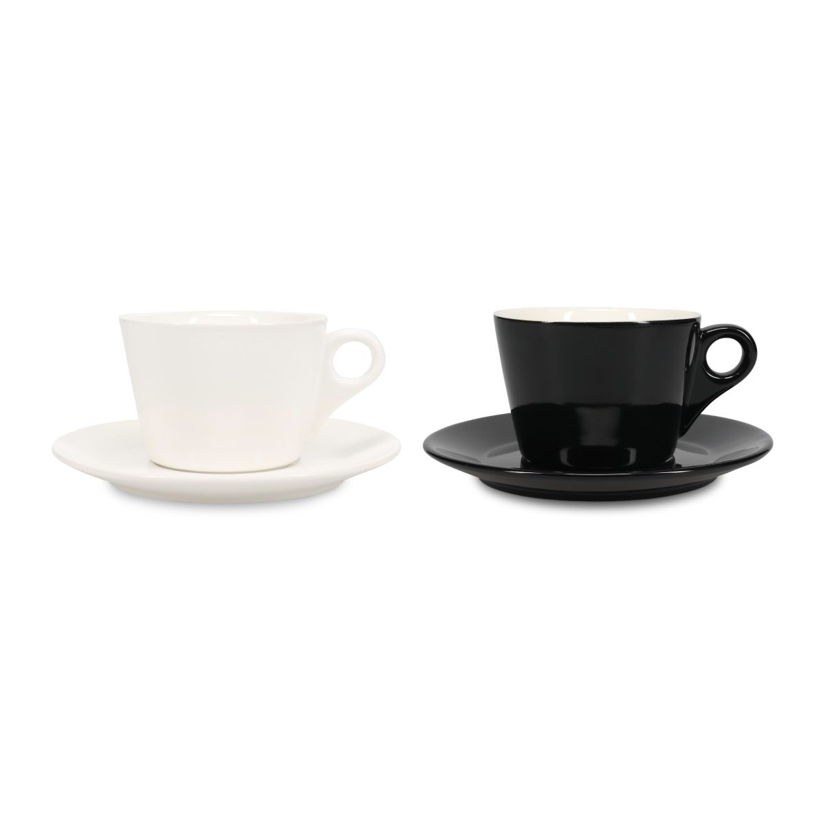Kleurvariaties van de porseleinen Baristo Latte 28 cl. set in overzichtsweergave.