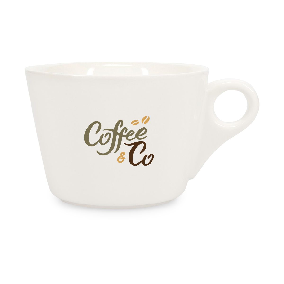 Baristo Latte Kop 28 cl in porselein met meerkleurig CoffeeCo-logo zichtbaar op de voorzijde.
