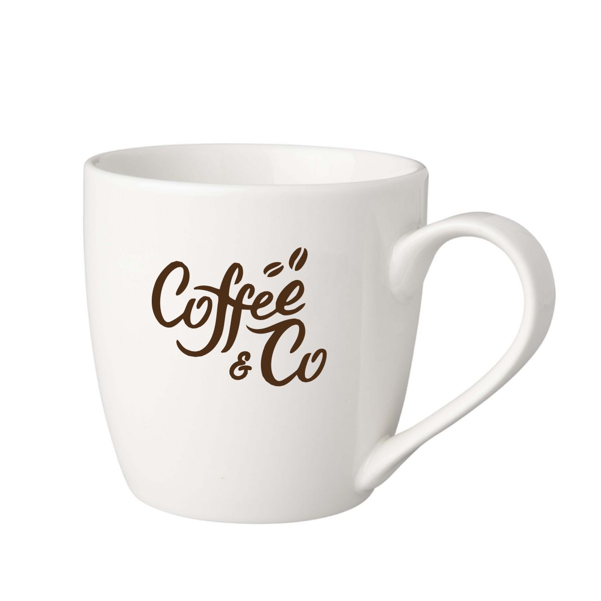 beker wit porseleinen Neo 25 cl. van porselein met zwart CoffeeCo-logo aan voorzijde.