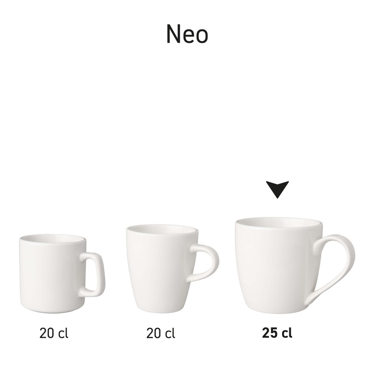 Witte Budgetline Neo beker 25 cl. gepresenteerd in serie met andere varianten.