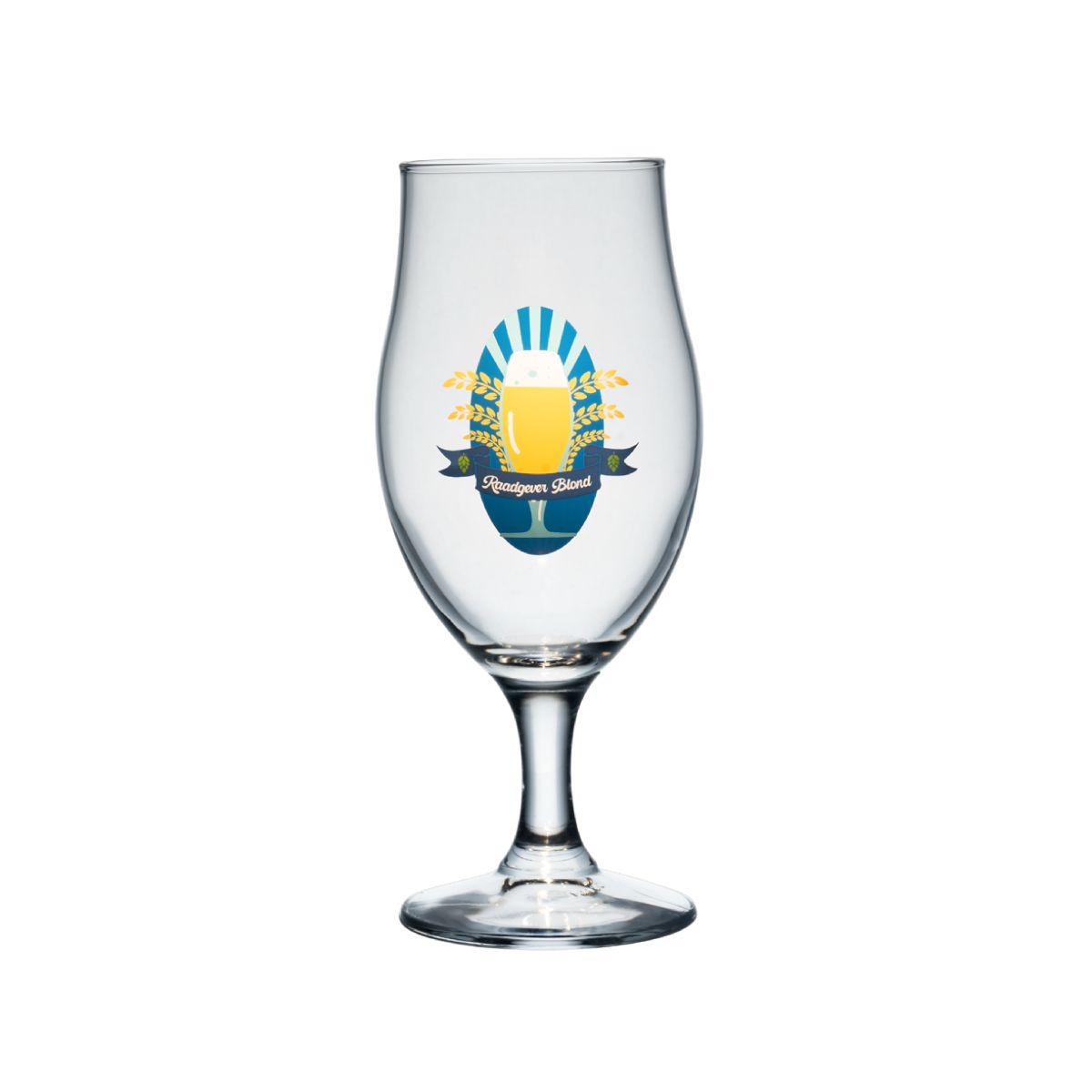 Bierglas Executive 26 cl glas met meerkleurig Raadgever Blond-logo op de voorzijde