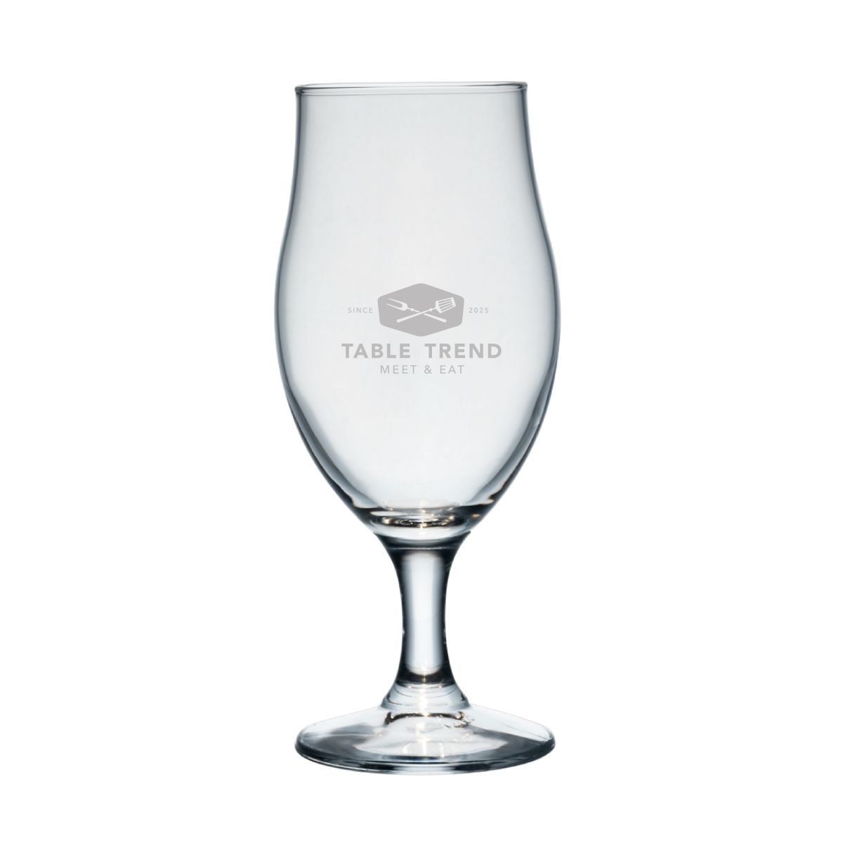 Bierglas Executive 38 cl glas met gegraveerd logo van PrintPub op de voorzijde