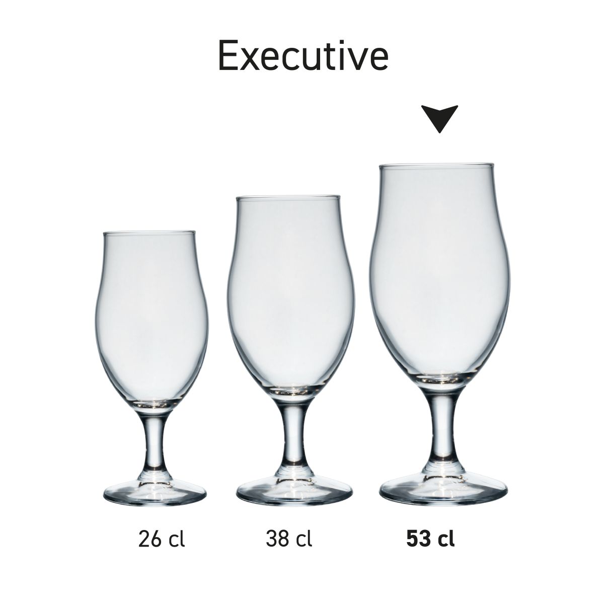 Bierglas Executive 53 cl. in serie, meerdere exemplaren naast elkaar getoond