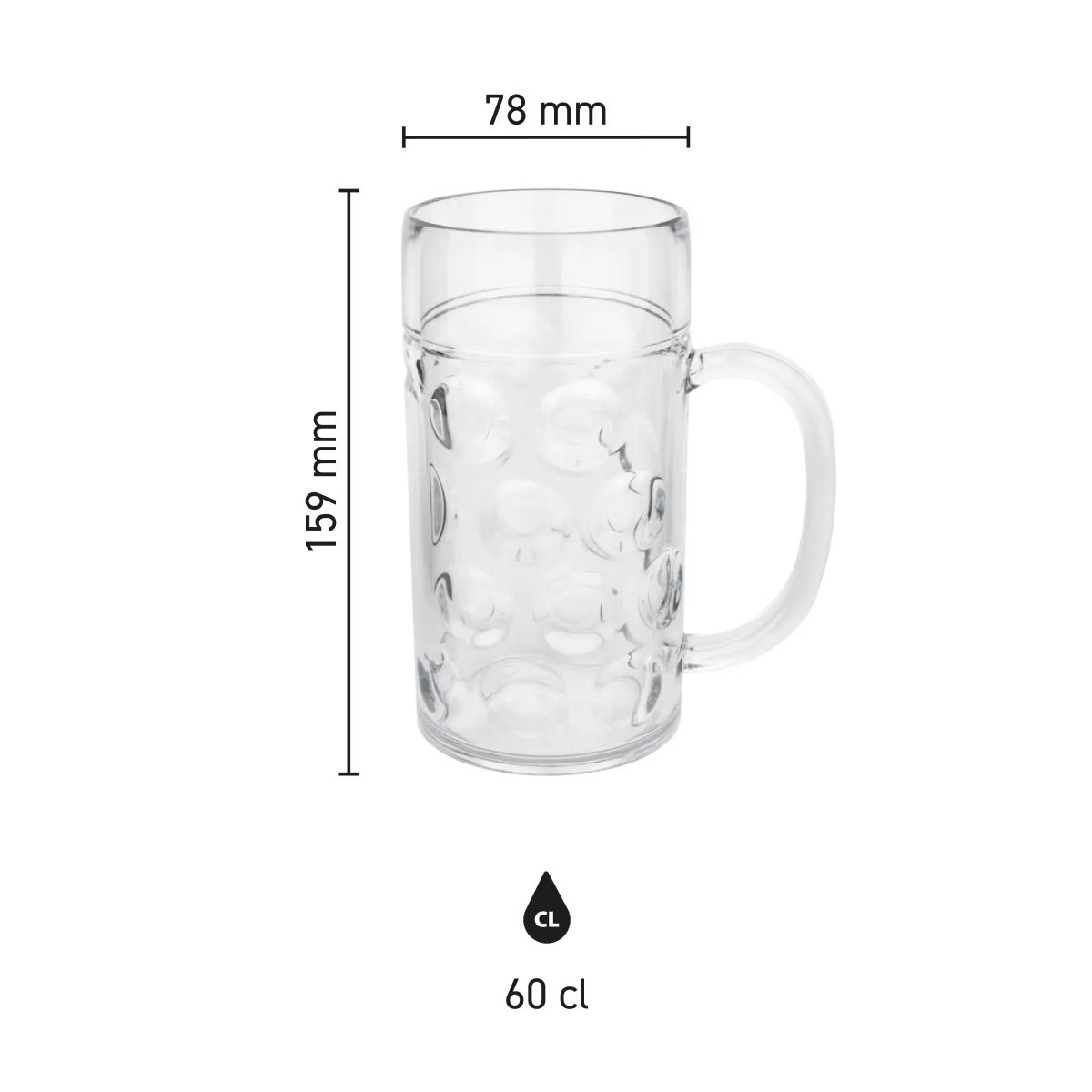 Informatieve illustratie van de bierpul Oktober 110 cl. met exacte afmetingen in beeld gebracht.