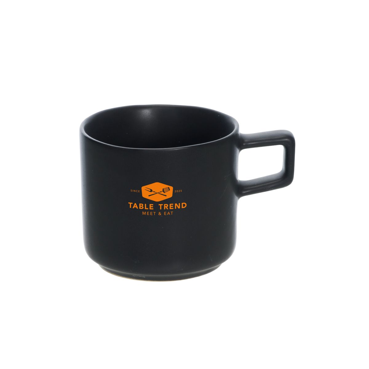 Porseleinen Blackwell espressokop met oranje TableTrend-logo op voorzijde, inhoud 12 cl.