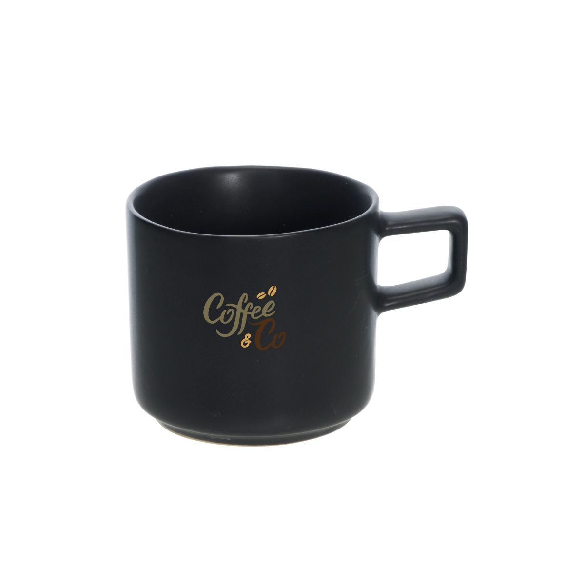 Espressokop Blackwell porselein 12 cl. met meerkleurig CoffeeCo-logo op het voorvlak bedrukt.