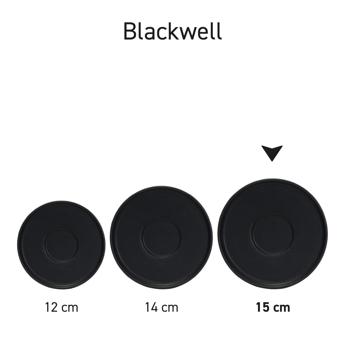 Blackwell koffieschotel van 15 cm porselein getoond als onderdeel van een complete en bijpassende servieslijn.