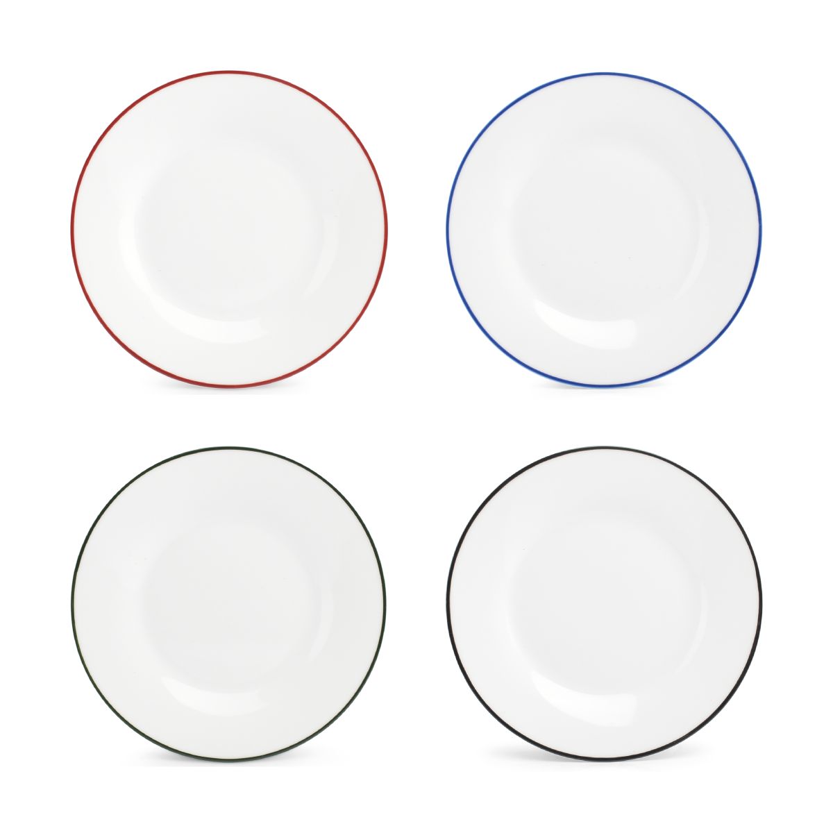 Overzicht van Basic borden met verschillende randen van 24 cm porselein in een overzicht.