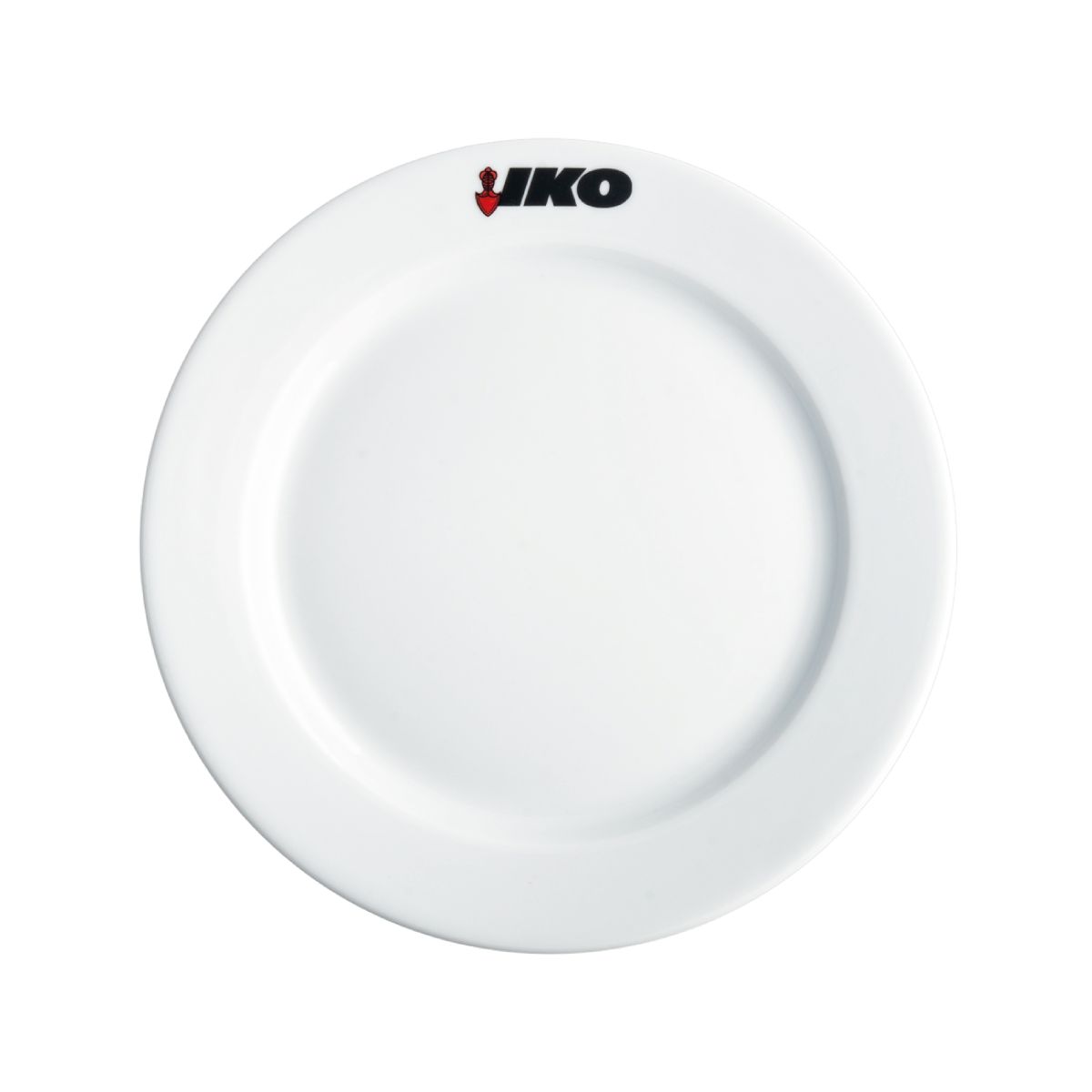 Bord met brede rand wit 21 cm porselein met meerkleurig Iko-logo op de rand