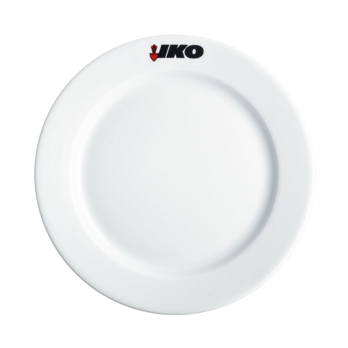 Bord met brede rand wit 24 cm porselein met meerkleurig Iko-logo op de rand