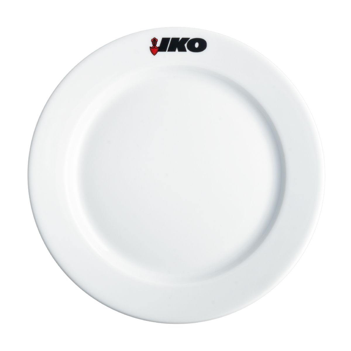 Bord met brede rand wit 26,5 cm porselein met meerkleurig Iko-logo op de rand