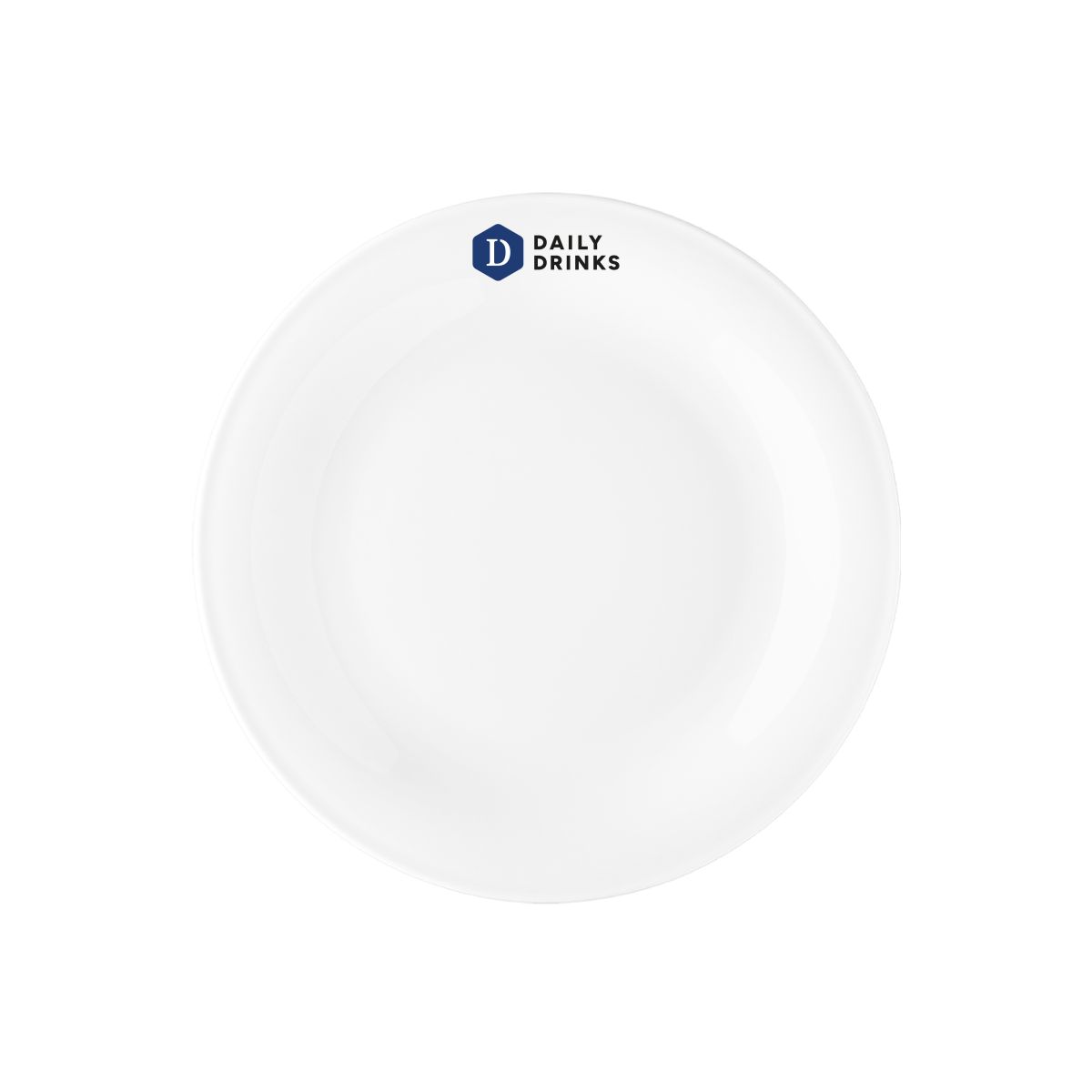 Bord Coup plat 17 cm porselein met meerkleurig DailyDrinks-logo op het vooraanzicht