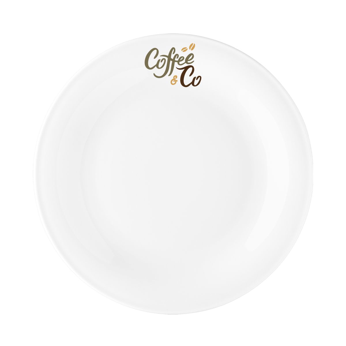 Bord Coup plat 24 cm porselein met meerkleurig CoffeeCo-logo op het vooraanzicht