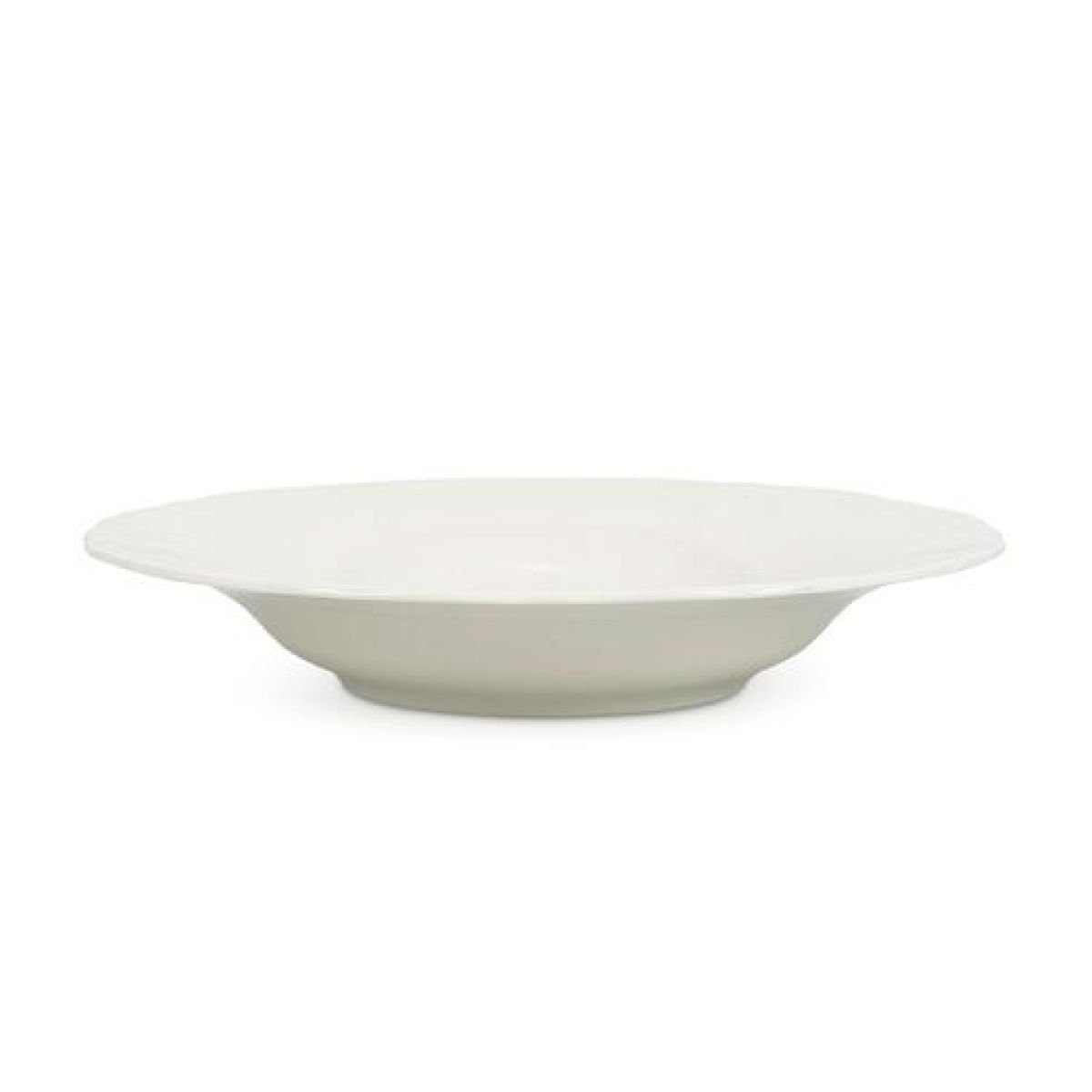 Zijkant van diep bord Retro 24 cm van porselein met licht gebogen randprofiel.