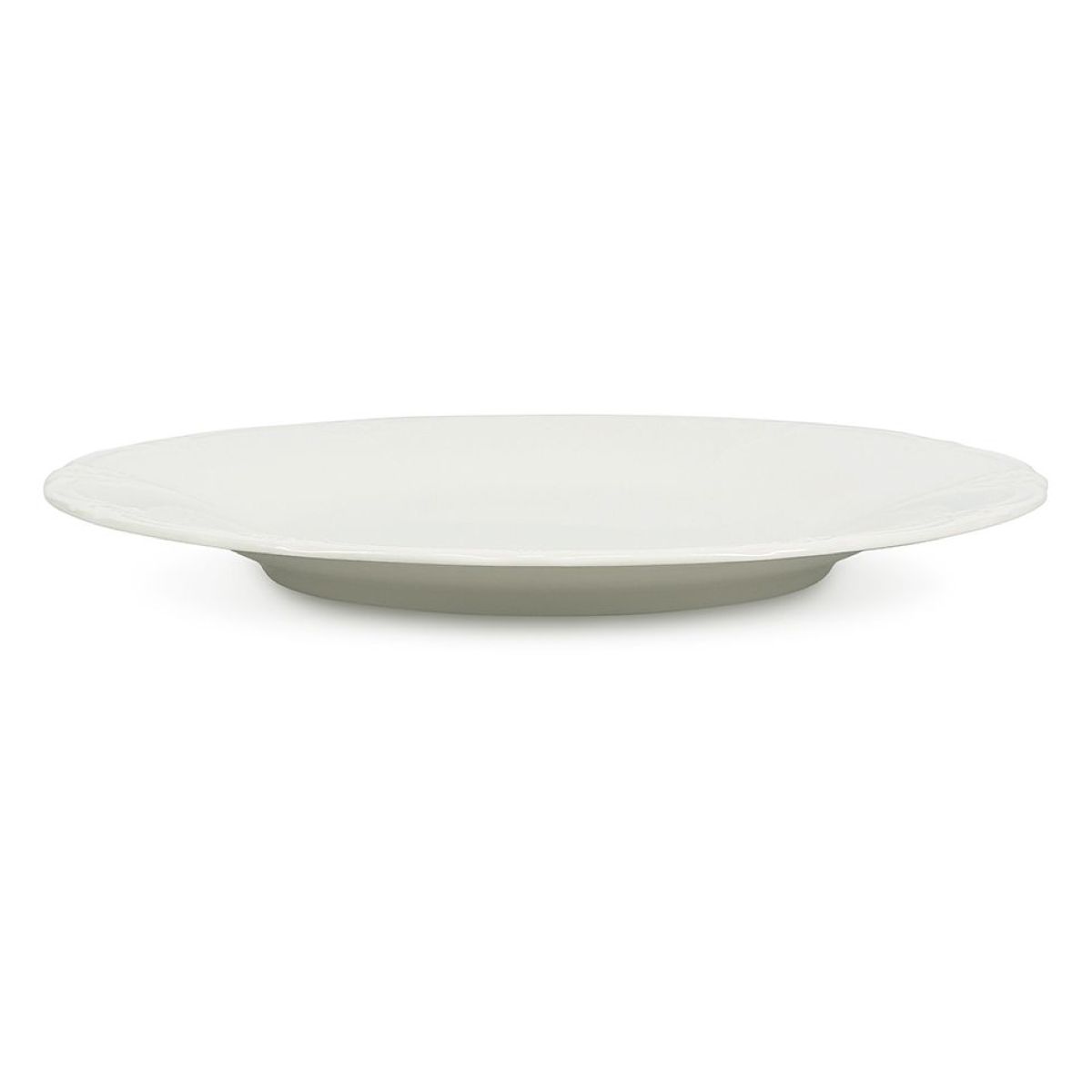 Zijaanzicht van Bord Retro 27 cm porselein met licht opstaande rand en klassieke afwerking.