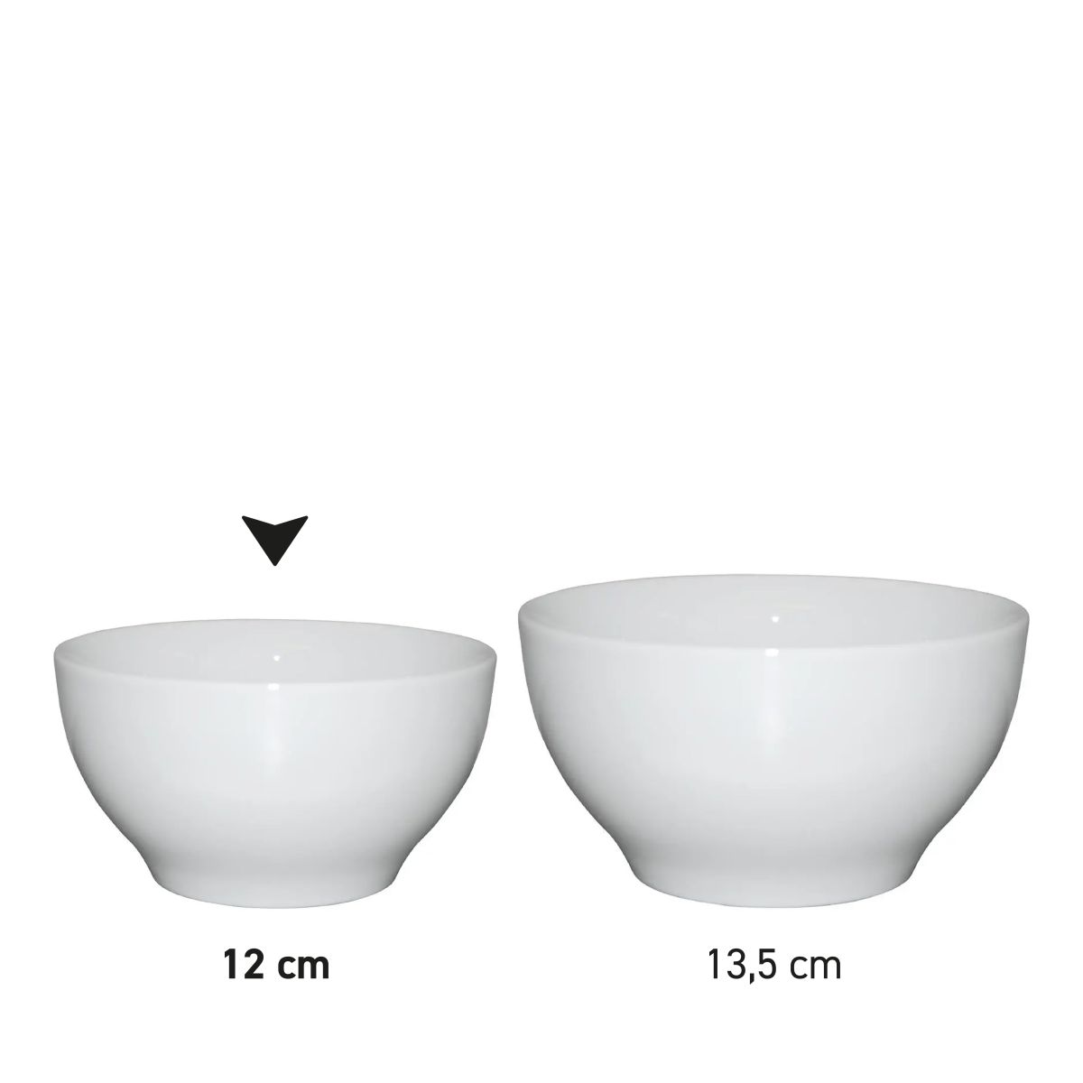 Serieoverzicht van witte porseleinen bowls van gepresenteerd als serie-lijn
