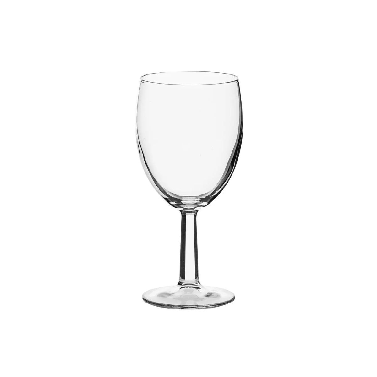 Brasserie wijnglas 19,5 cl. recht van voren gezien, met smalle kelk en elegante, transparante afwerking.