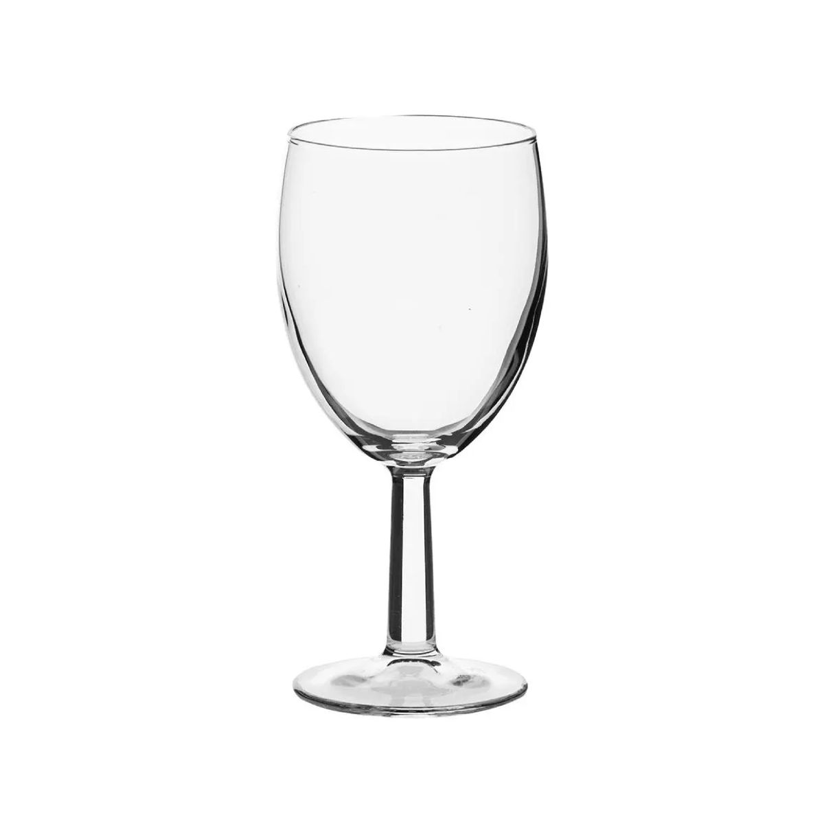 Vooraanzicht van Brasserie wijnglas 24,5 cl. met elegante kelk en slanke steel in helder transparant glas.