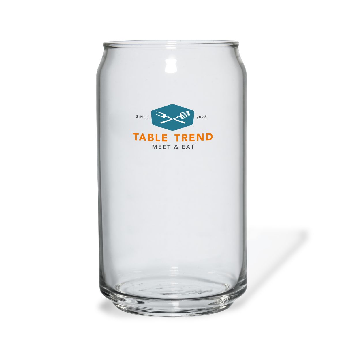 Can glas 35 cl met meerkleurig TableTrend-logo op het voorpaneel