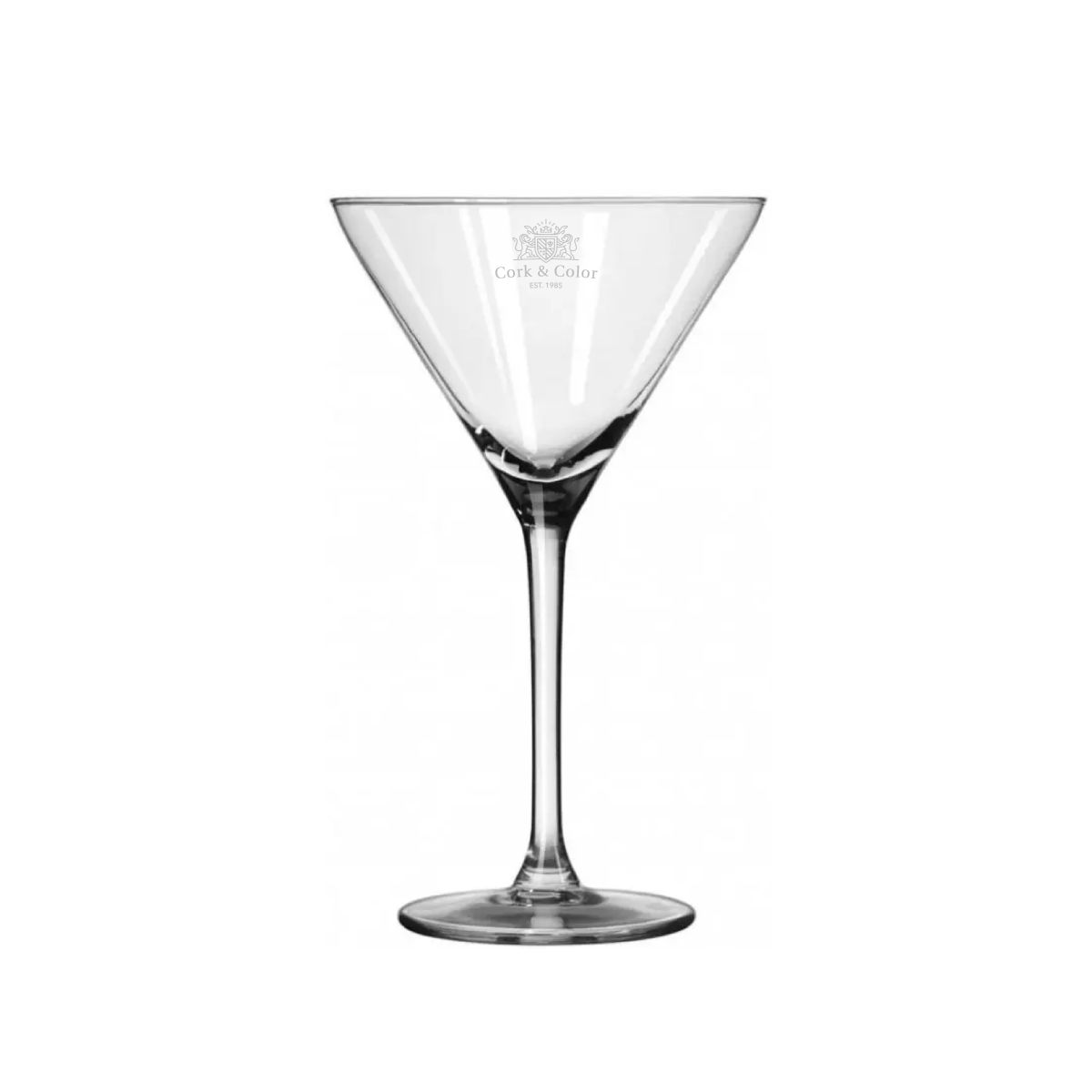 Cocktailglas Royal Leerdam Specials 26 cl. vooraanzicht met gegraveerd logo CorkColor.