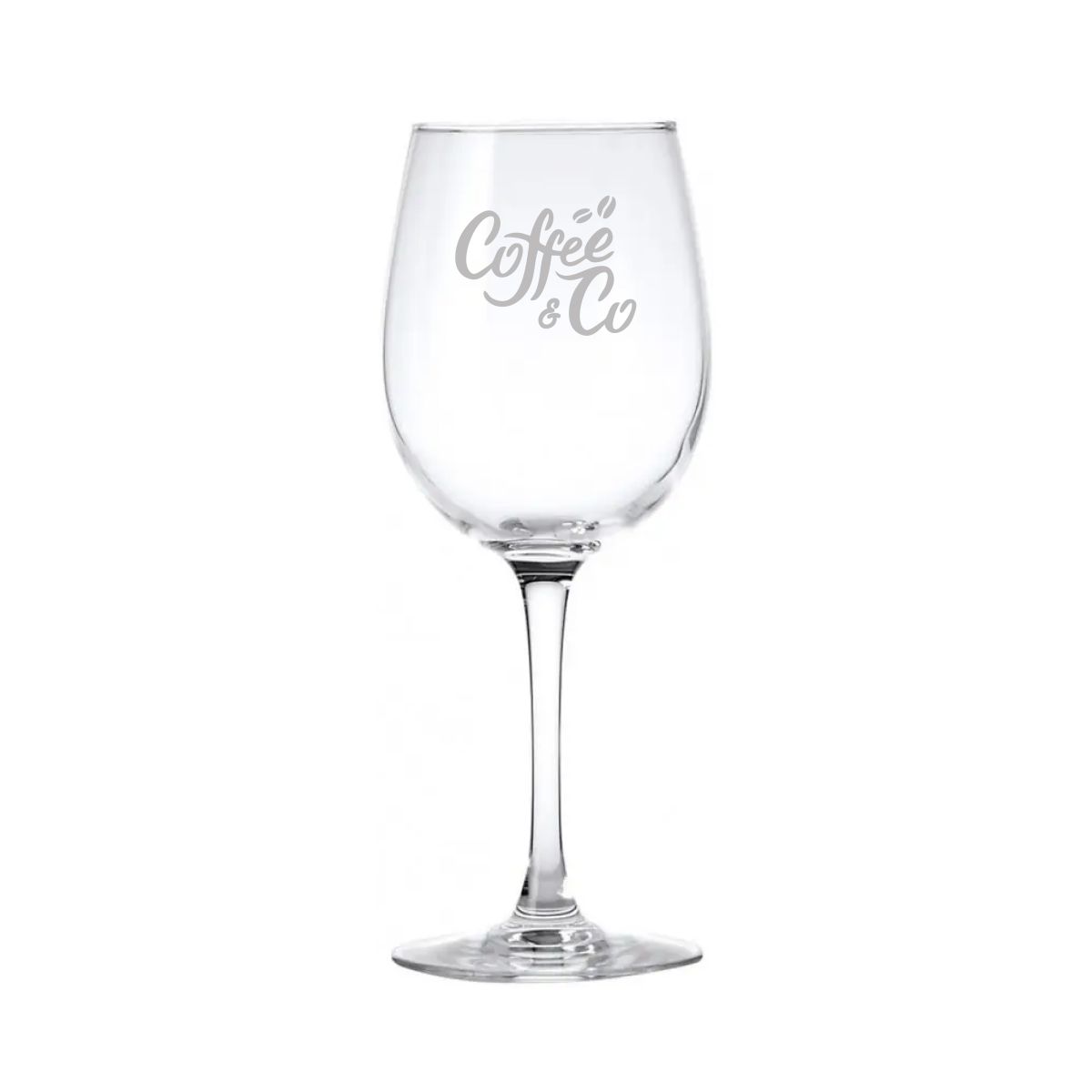 Cosy Moments wijnglas 35 cl. met fijn gegraveerd CoffeeCo-logo op het glasoppervlak aan de voorzijde.