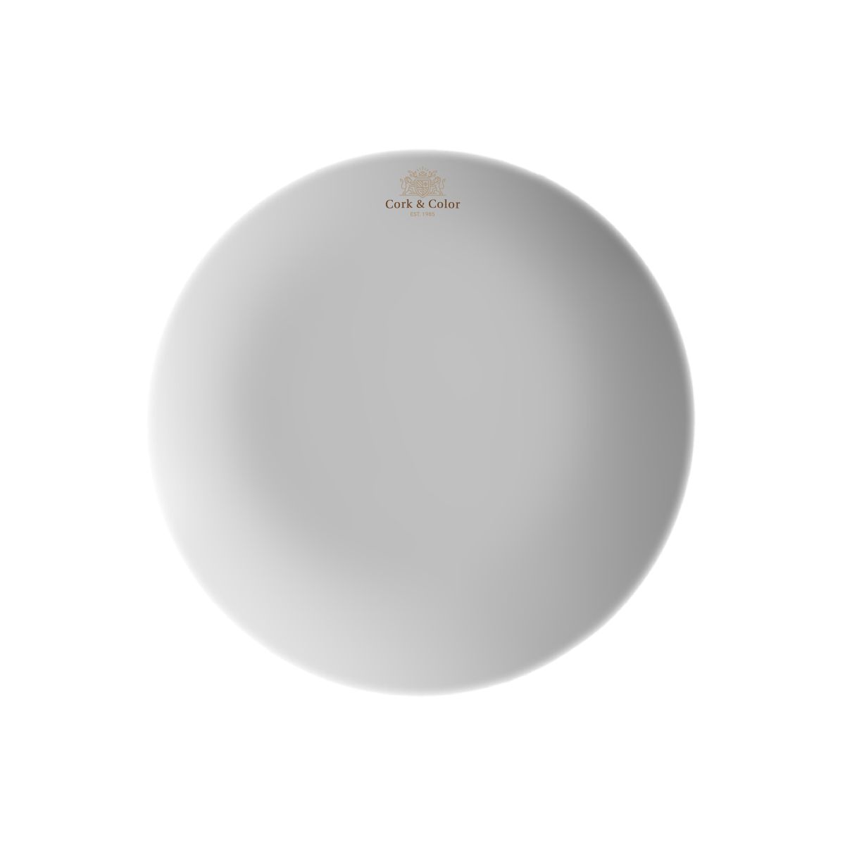 Coupe bord Isabelle 16 cm met meerkleurig CorkColor-logo op de voorkant van het porselein.