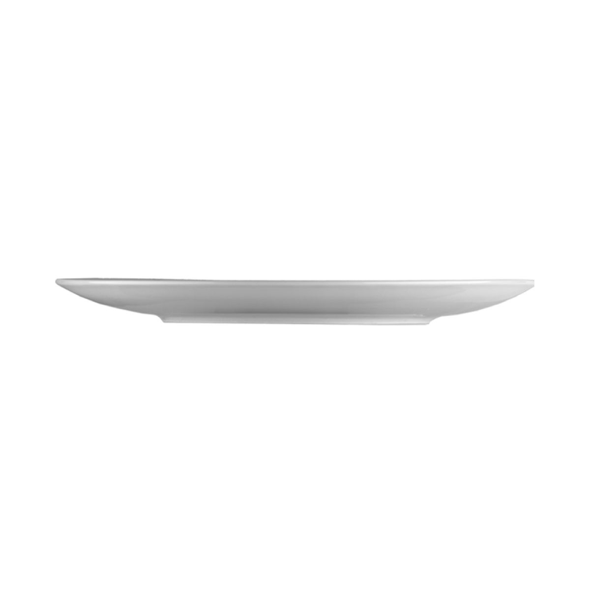 Zijaanzicht van het porseleinen coupe bord Isabelle van 24 cm met subtiele ronding en lage opstaande rand.