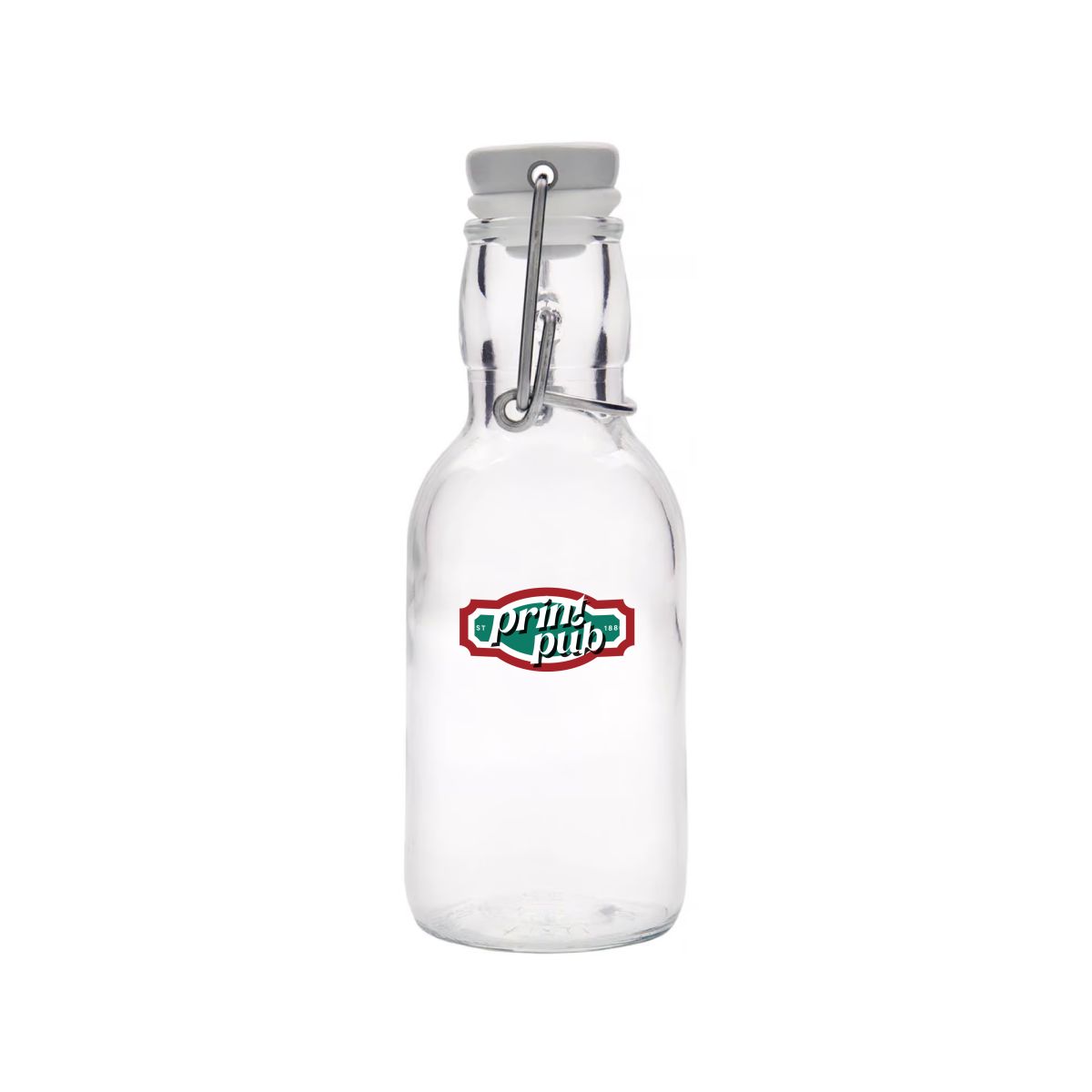 Emilia fles met beugel 0,25 liter en meerkleurige PrintPub-bedrukking op de voorkant.